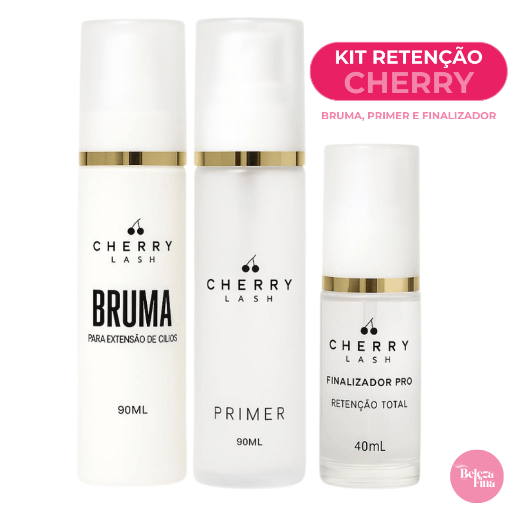 Kit Retenção Cherry Lash para Extensão de Cílios Bruma Finalizador e Primer