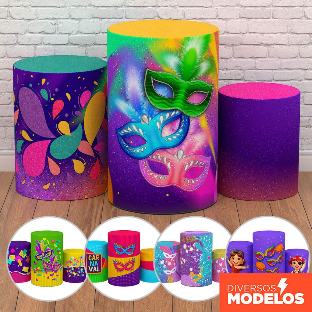 Capa para Cilindro Festa Carnaval Sublimado Em Tecido Veste Fácil Com Elástico em Oferta na Shopee