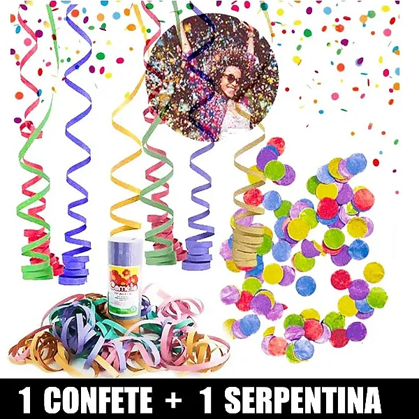 Kit Carnaval 1 Pacote Confetes 100g + 20 Rolos Serpentinas Coloridos Folia Festas