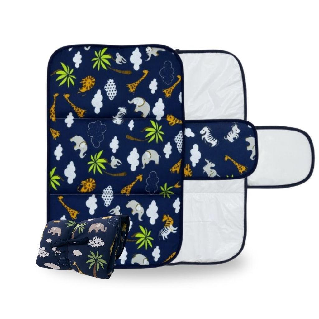 Trocador Portátil Bebê Impermeável Plastificado com Bolso Menina Menino Azul Rosa Diversas Estampas