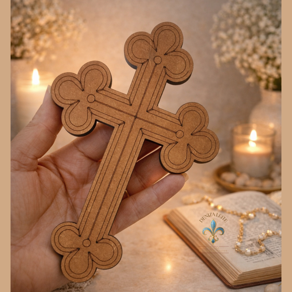 Crucifixo Artesanal em MDF Decorativo | Cruz Religiosa Católica | Decoração Cristã para Casa e Capela