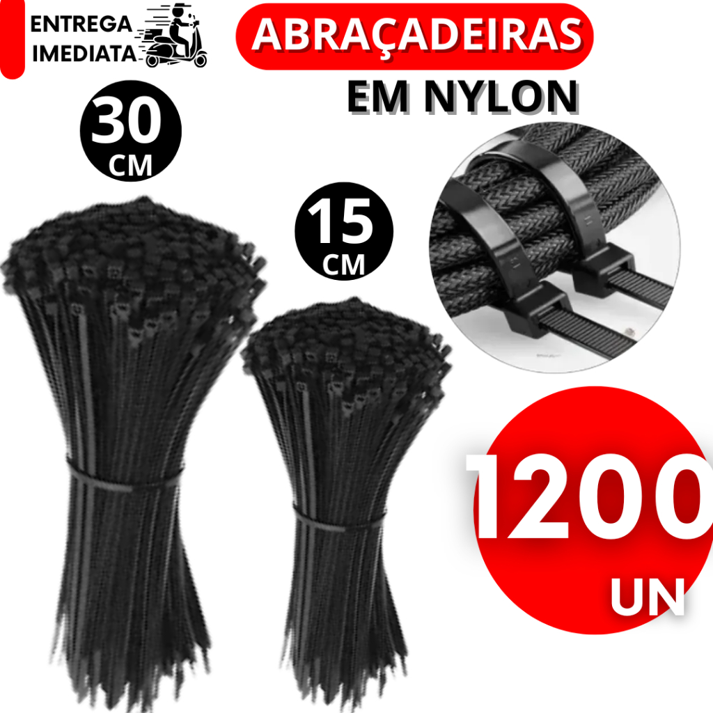 Kit 1200 Abraçadeira de Nylon Enforca Gato Organizar Fios 150mm 300mm Presilha Lacre em Oferta na Shopee