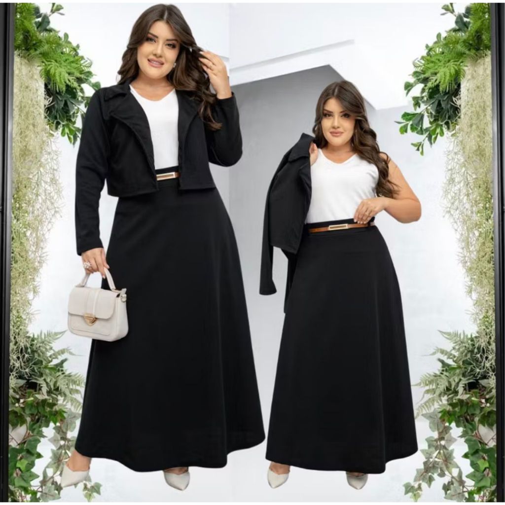 Conjunto Blazer Feminino 4 Peças + Cinto Manga Longa Moda Evangelica Social Congresso Plus Size em Oferta na Shopee