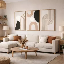 Conjunto 3 Quadros Decoração Minimalista Moldura Sala Grande Escritório