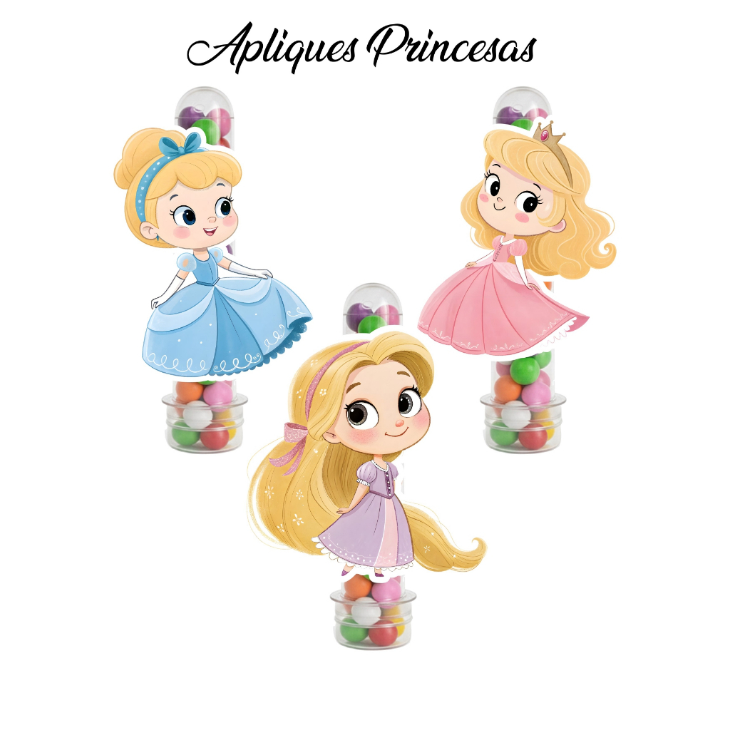 APLIQUES PARA TUBETES PERSONALIZADO 3D PRINCESAS - LEMBRANCINHAS PERSONALIZADA - QUALQUER TEMA