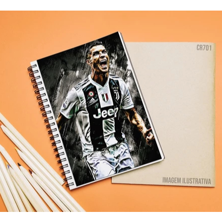 KIT 8 Adesivos para Capa de Caderno Cristiano Ronaldo CR7 (16x24cm) Capa Decor Caderno Personalizada