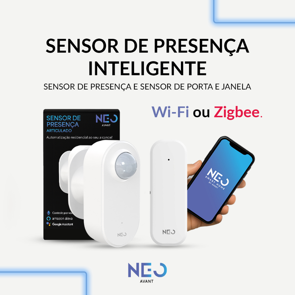Sensor Inteligente de Presença Articulado 360 ou Portas e Janelas Zigbee ou Wi-Fi 2.4 GHz Branco Avant Neo em Oferta na Shopee