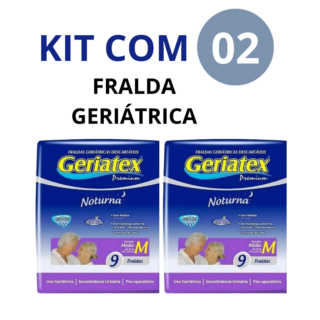 Fralda Adulto Geriátrica Geriatex Premium Noturna M Incontinência Urinária Promoção 2uni