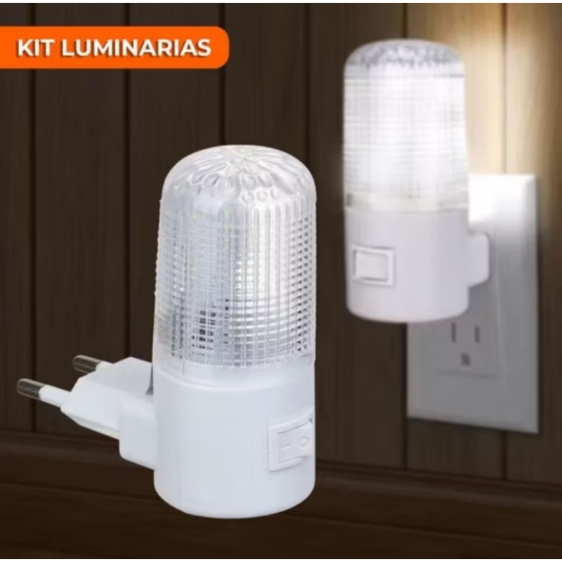 Kit 2 Luminária Led Noturna Tomada Bivolt Mini Abajur