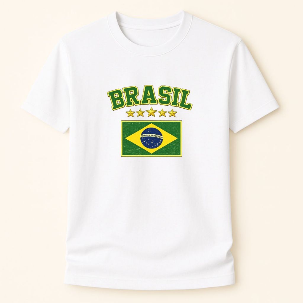 Camiseta Copa Brasil Blusa Feminina e Masculina Copa do Mundo Estampa Personalizada 2026
