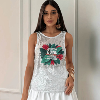 Regata Paetê Prata Arruda Guiné – Look Perfeito para o Carnaval em Oferta na Shopee