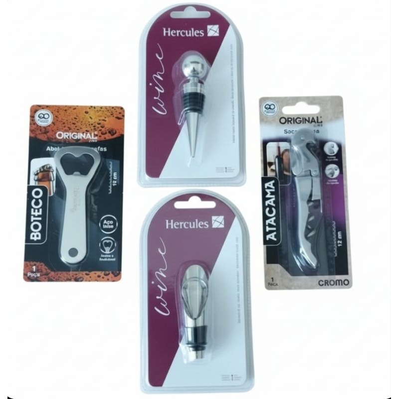 Kit Bar Premium: Saca-Rolhas, Abridor, Dosador e Tampa Inox
