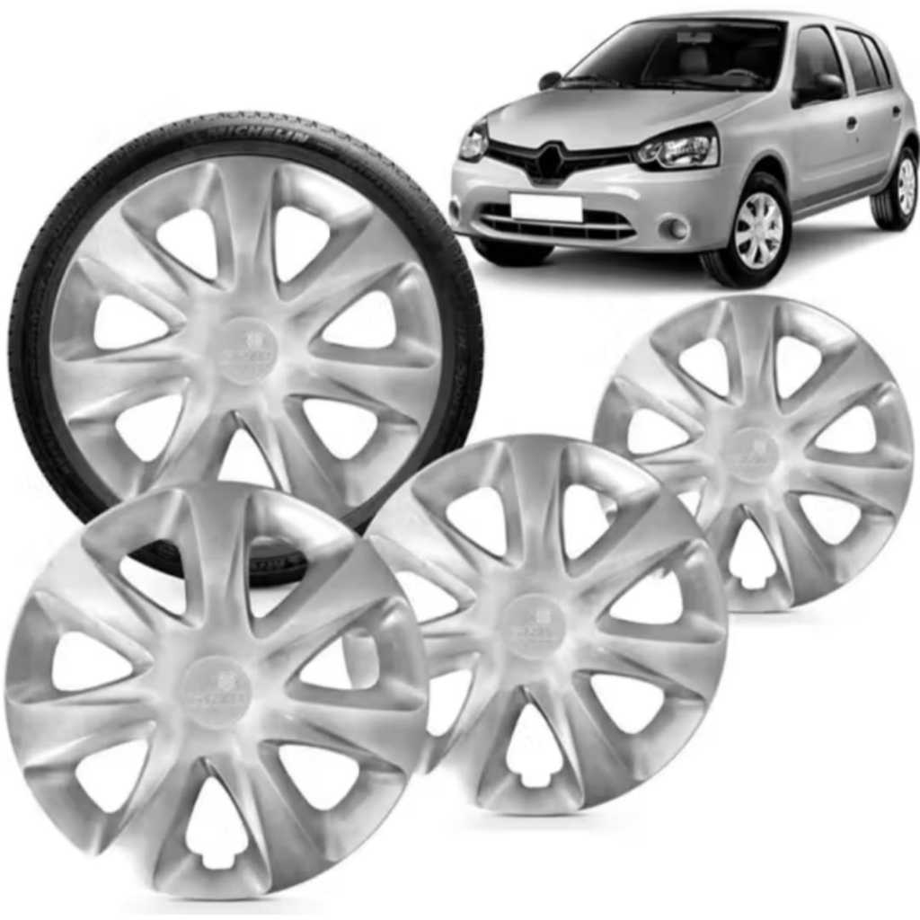 Jogo 4 Calotas  Clio 2014/15 Aro 13 Pressão Calota De Roda Calota Automotiva Acessorio Para Carro