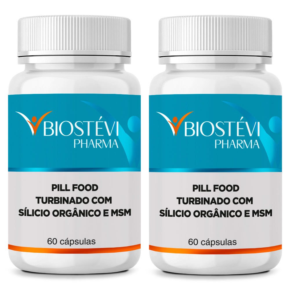 Kit 2 Pill Food Turbinado 60 Cápsulas (Silício Orgânico + MSM) | Apoio para Cabelos, Pele e Unhas