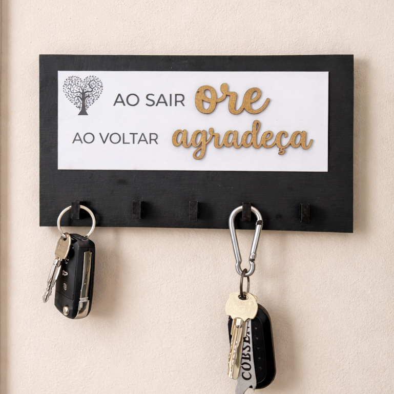 Porta Chaves Ao Sair Ore Decorativo Para Parede MDF Decorativo 5 Ganchos em Oferta na Shopee