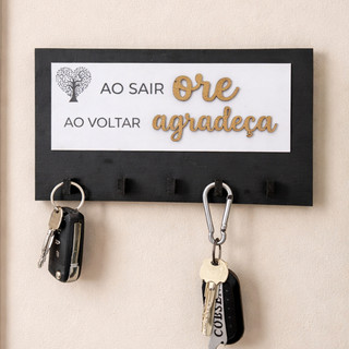 Porta Chaves Ao Sair Ore Decorativo Para Parede MDF Decorativo 5 Ganchos