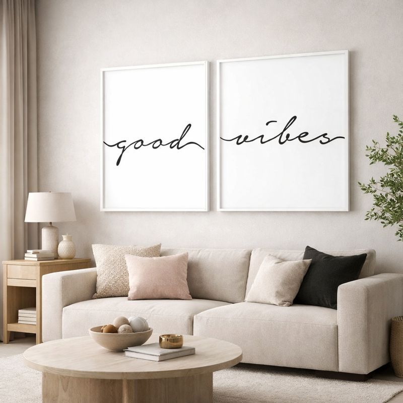 Quadros Decorativos Good Vibes Moldura Vidro Sala Quarto