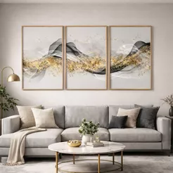 Kit 3 Quadros Decorativos Para Sala Grande 50x70 Com Moldura Moderno