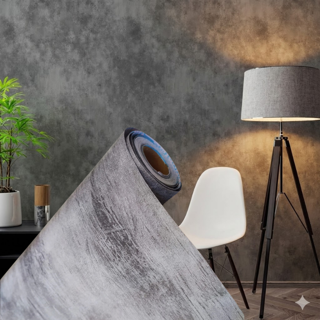 Papel De Parede Cimento Queimado 10 METROS Lavável Prova Dágua Autocolante em Oferta na Shopee