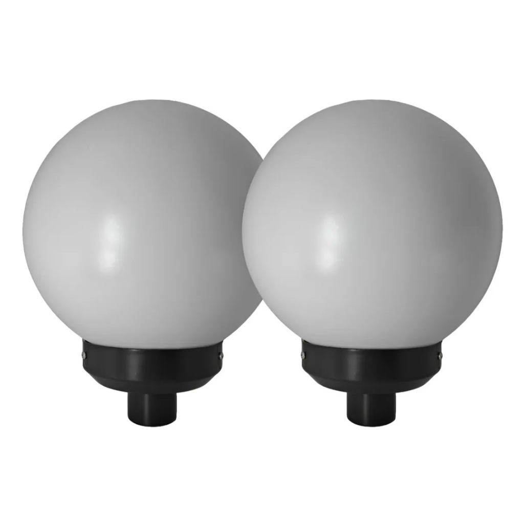 Globo 15x30 P/ Poste Com Base Material Plástico Kit 2 Peças Preto
