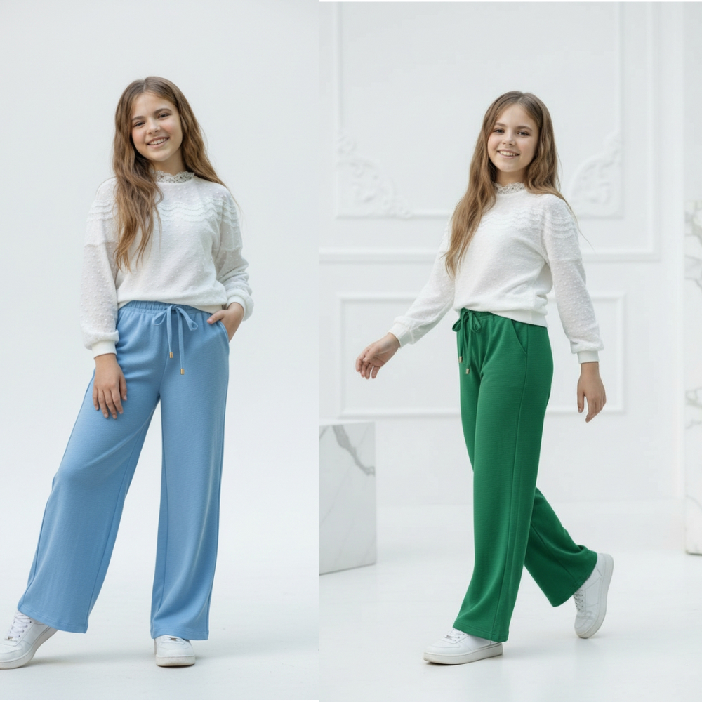 Calça Infantil Feminina Pantalona Soltinha Roupa Menina Princesa com Bolsos e Elástico na ...