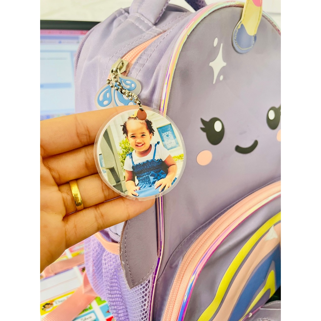 kit 5 tags de identificação - Chaveiro para escola, mochila, lancheira, estojo material escolar em Oferta na Shopee