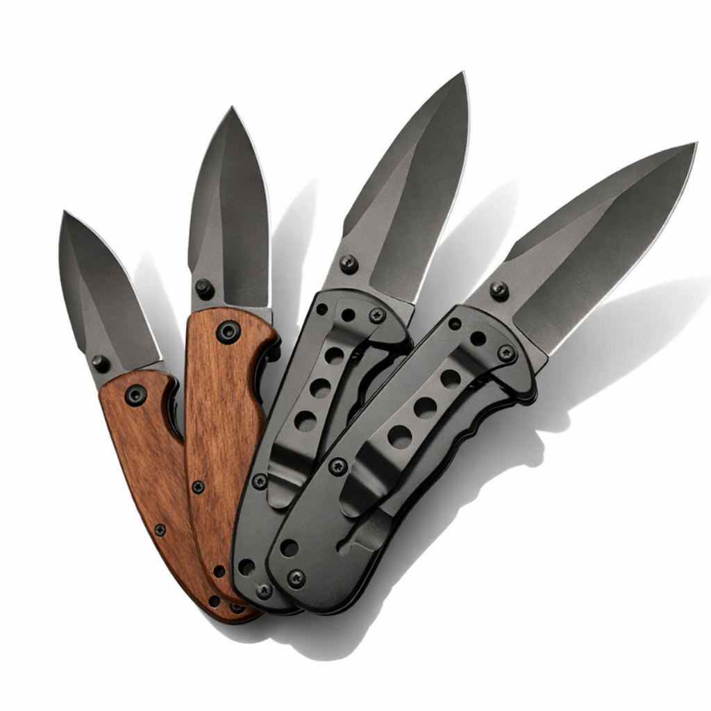 Canivete Personalizado de Bolso Pesca Aço Inox Pesca Camping Com Trava Cabo Madeira em Oferta na Shopee