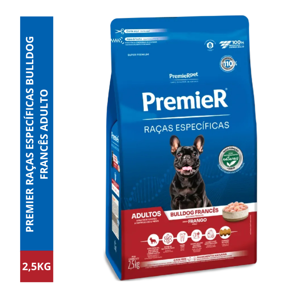Ração Premier Para Cães Bulldog Francês Adulto 2,5kg