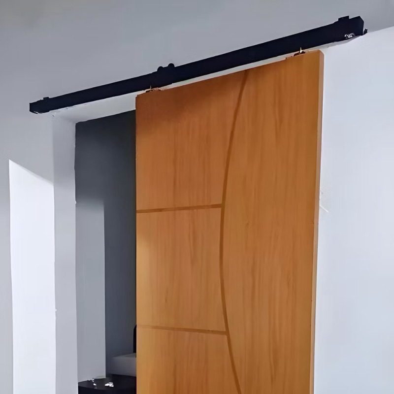 Kit Trilho Porta de Correr até 100cm Preto Roldana Concava 4 Rodas Completo com Acabamentos em Oferta na Shopee