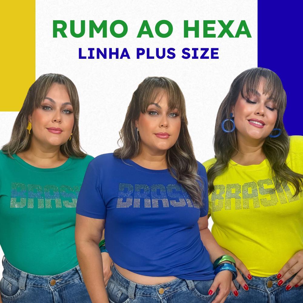 Blusa Plus Size Selação Brasileira Copa Do Mundo Tendencia Jogos do Brasil Tecido Premium Gola Redonda