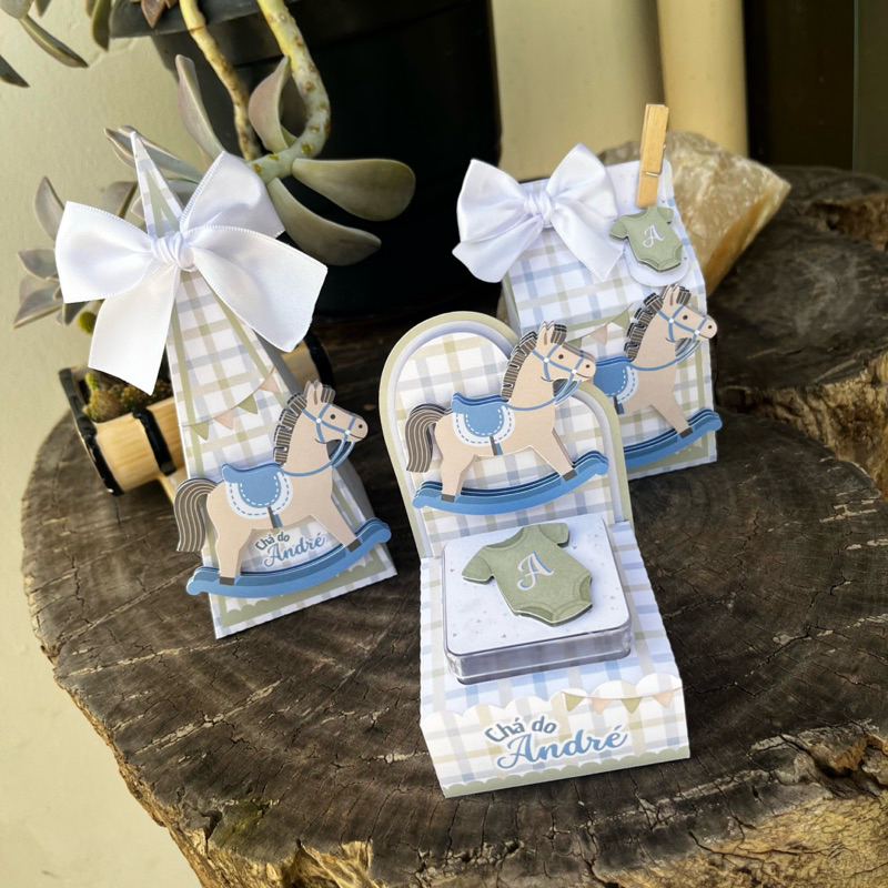 Kit Festa Cavalinho de Balanço Azul Personalizados -  Lembrancinhas festas, chá de bebê, chá revelação e aniversários