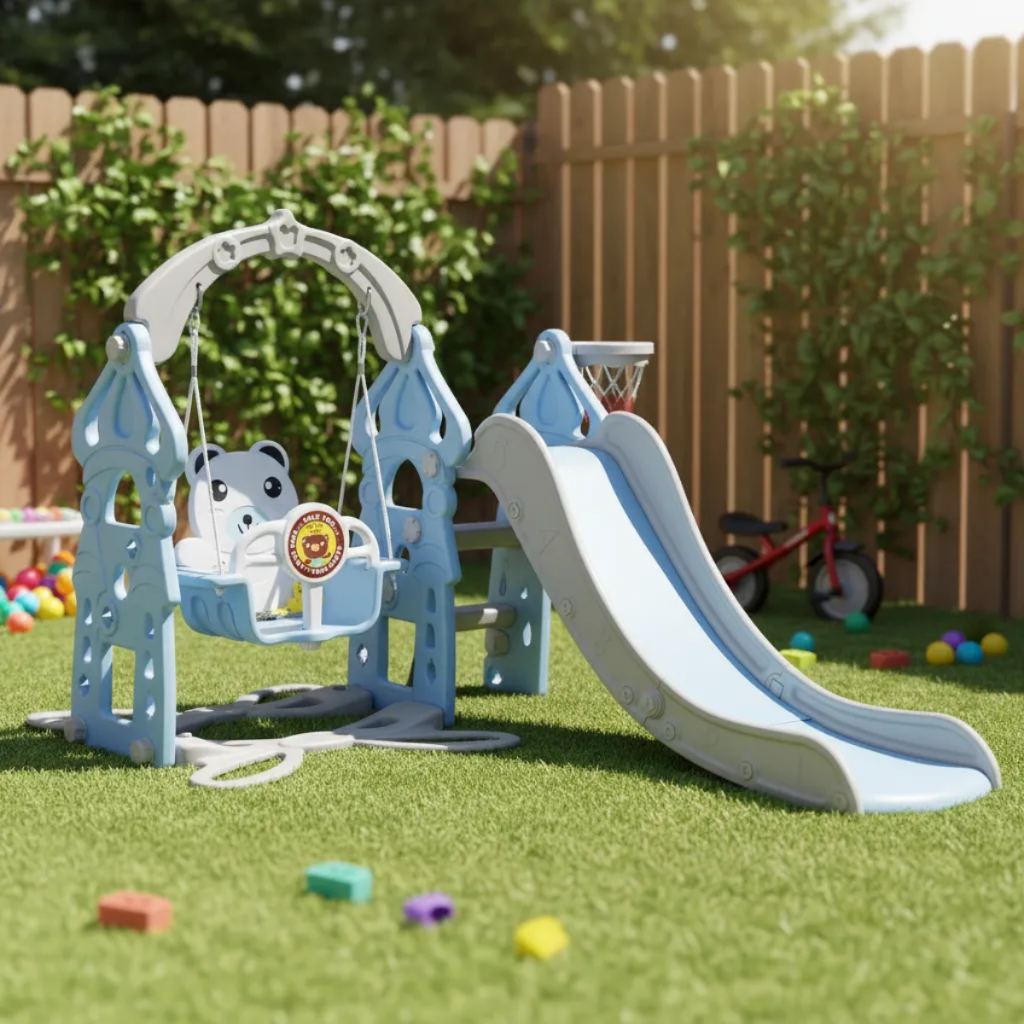 Brinquedo Paque Playground 3x1 Menino Menina Infantil Balanço Cesta Basquete Escorregador Resistente Reforçado