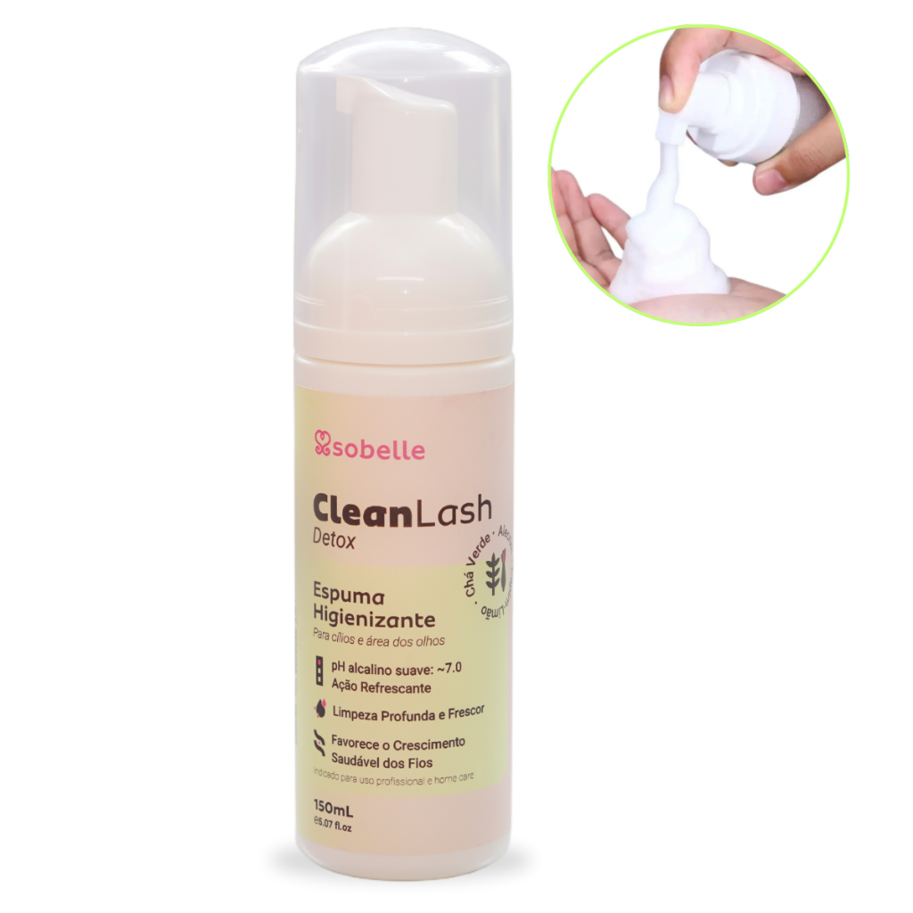 Espuma para Limpeza Cílios e Rosto 150ml Sobelle Detox - Espuma Facial