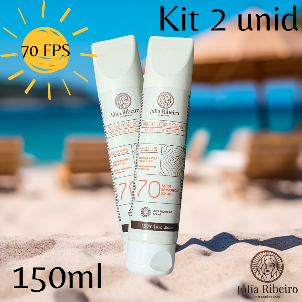 Kit com 2 Protetor Solar 150ml - Uso em rosto e corpo, toque super seco, rápida absorção, antioleosidade
