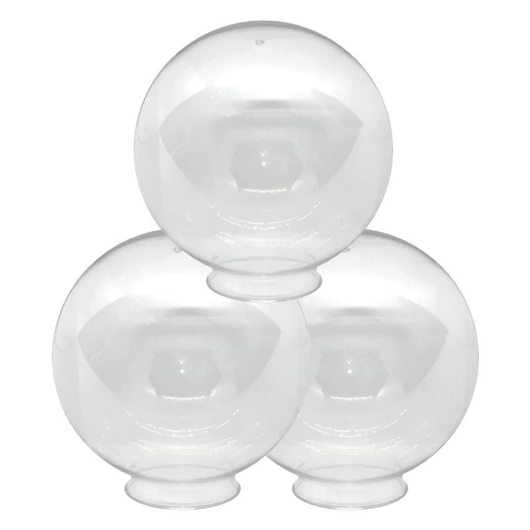 Globo 15x30 Acrílico Transparente Colarinho Para Poste - KIT 3 Pcs