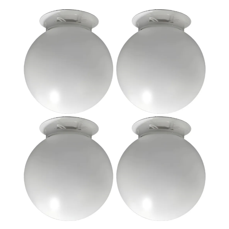 Globo 20cm Com Suporte Para Teto E-27 Para Lâmpada Bulbo A60 - KIT 4 Pcs