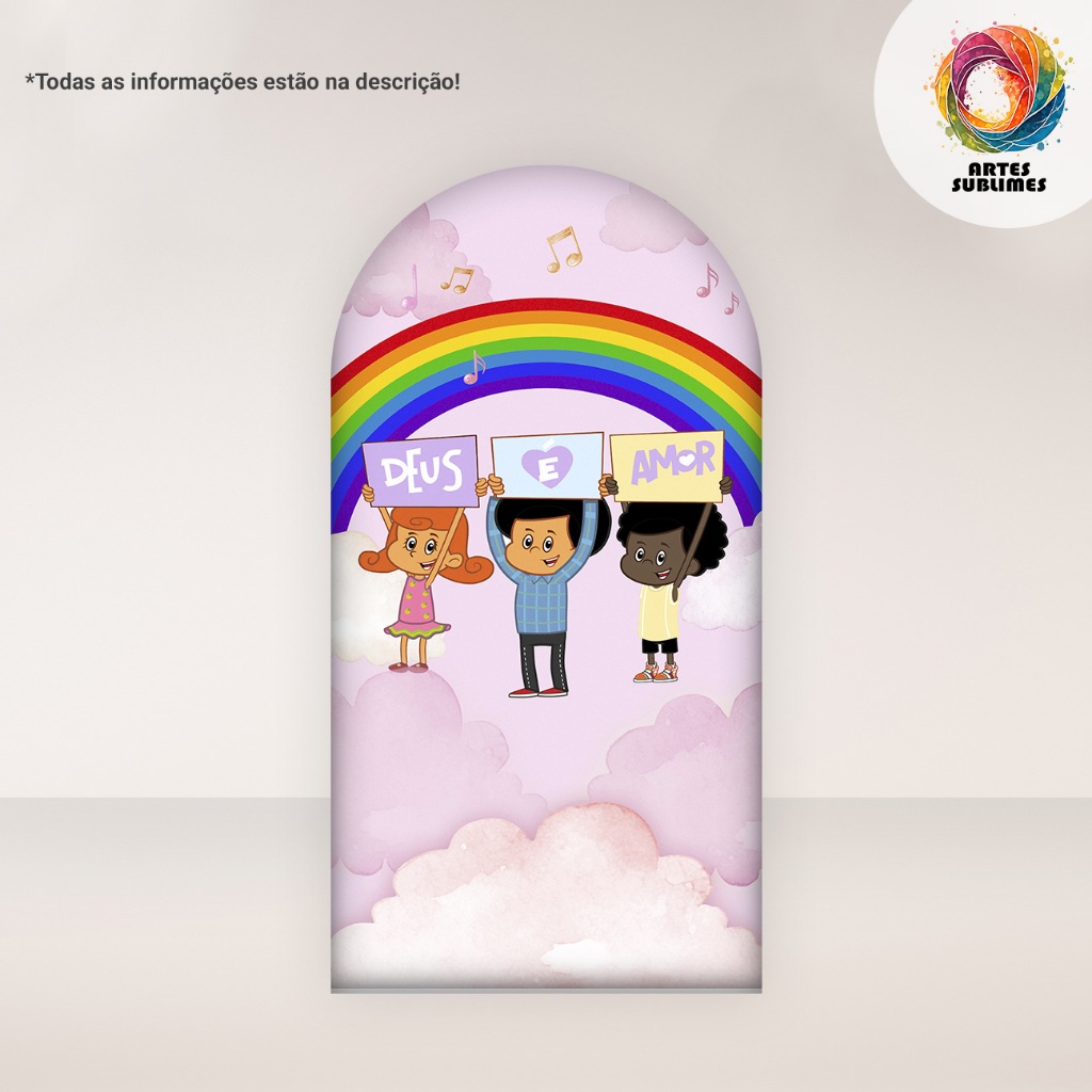 Painel Festa Crianças de Jesus Rosa C/Overlock e Romano c/ Elástico-R5