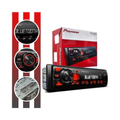 Som Automotivo Mvhs235bt Rádio Fm Usb Bluetooth 5.0 Painel Vermelho Pioneer