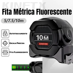 10m Fita Métrica De Aço Inoxidável carbono De Alta Precisão Trena Profissional Fluorescente Trava à Prova D'água