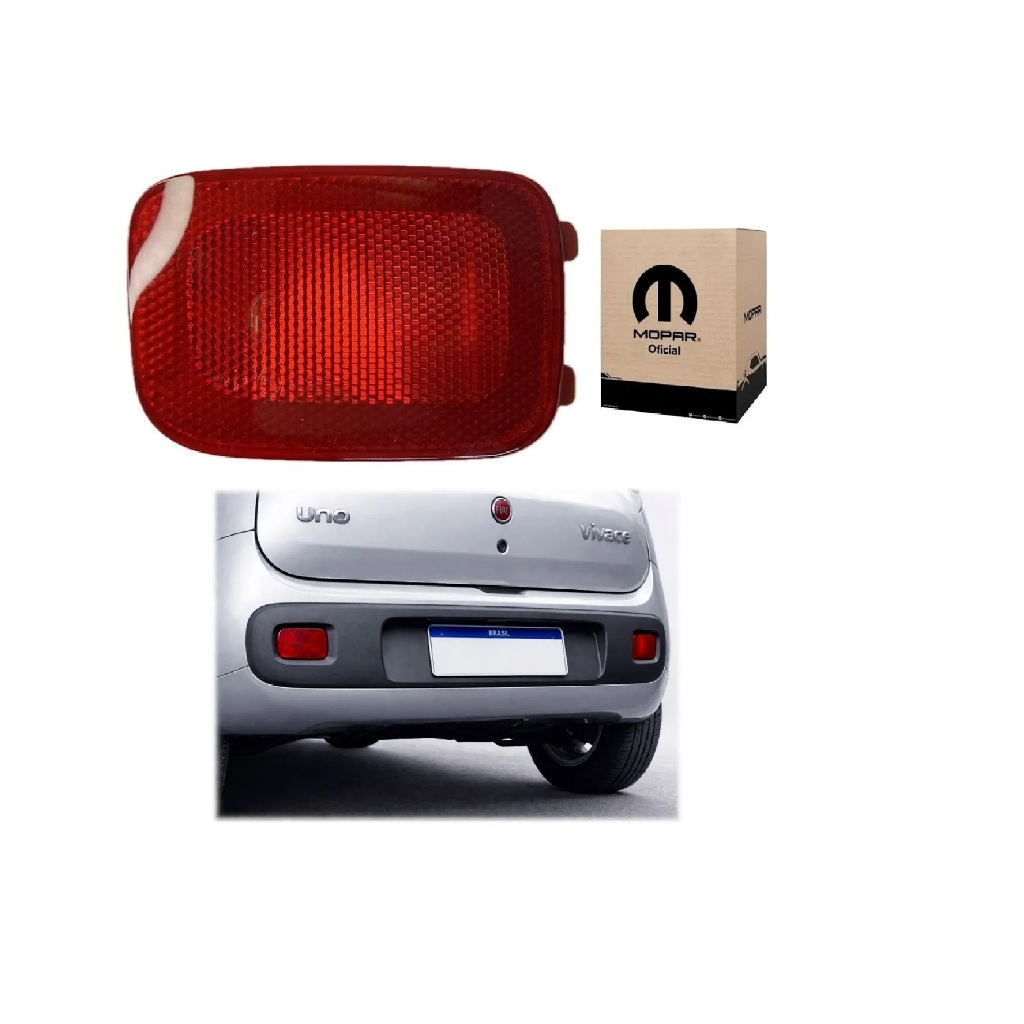 Refletor Lado Esquerdo Parachoque Traseiro Novo Fiat Uno Way Vivace Sporting Attractive Economy 2011 a 2020 Original