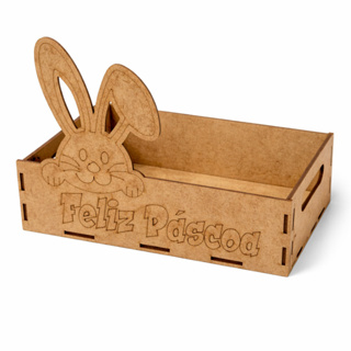 Kit Bandejas Cestas Coelho Feliz Páscoa MDF 20x15x5cm em Oferta na Shopee
