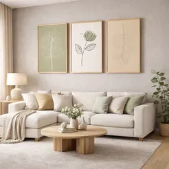 Kit Quadro Decorativo Minimalista Para Sala Moldura Folhagem Moderno