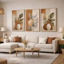 Kit Quadros Decorativos Com Moldura Folhagem Abstrata Moderno Grande Para Sala Quarto Escritório