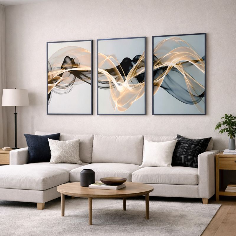 Kit Quadros Decorativos Com Moldura Sala Quarto 50x70 cm Moderno Abstrato em Oferta na Shopee