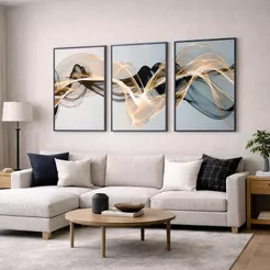 Kit Quadros Decorativos Com Moldura Sala Quarto 50x70 cm Moderno Abstrato