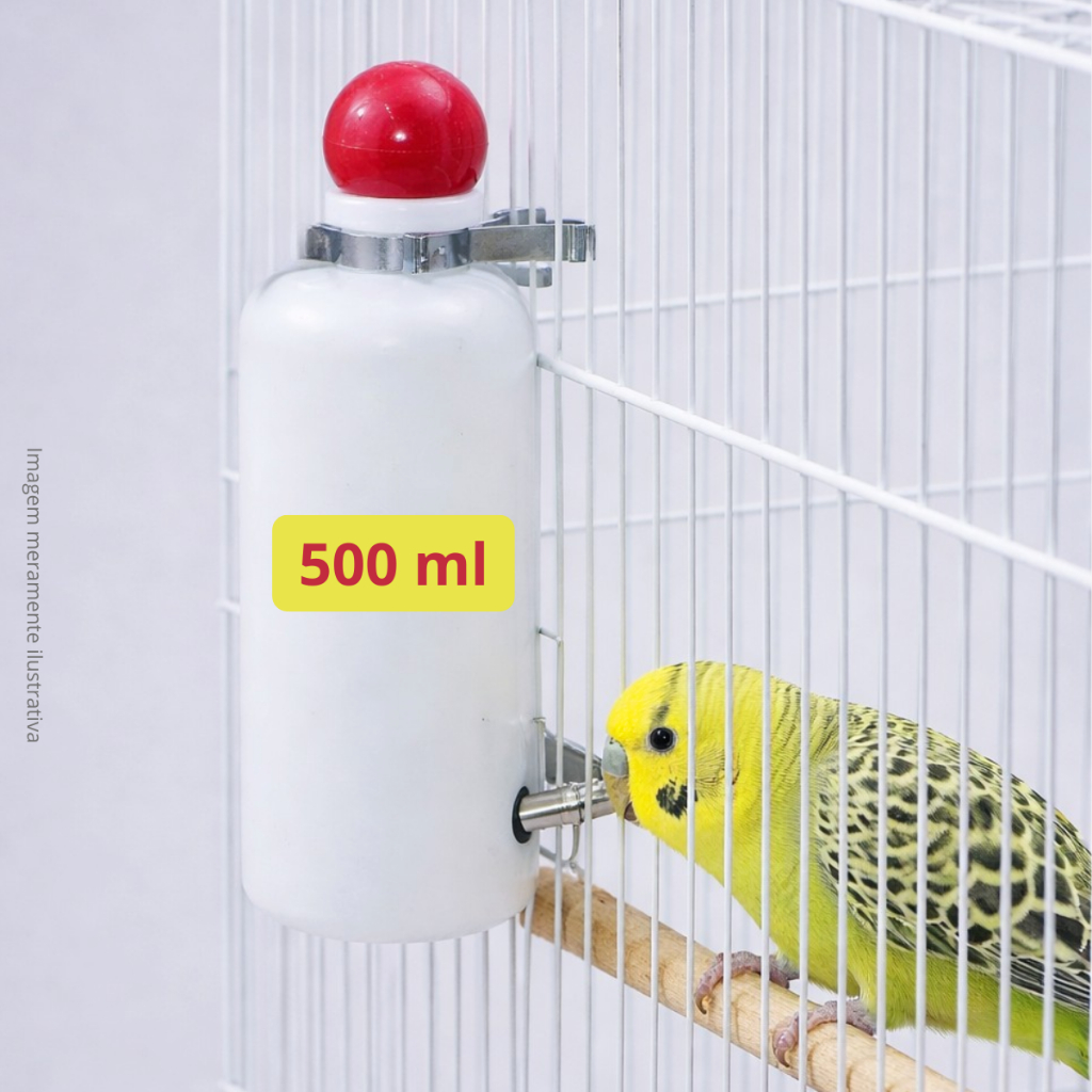 Bebedouro Automático Garrafinha 500ml Passaros Ringneck Calopsita Rosela Agapornis Papagaio Maritaca
