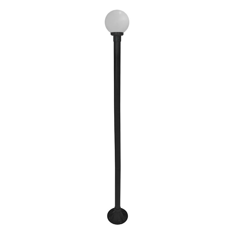 Poste Luminária Colonial De Jardim Preto Com Globo 20cm, Altura 2 Metros
