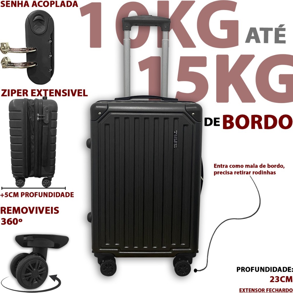 Mala de bordo N20 10kilos 55X35X25cm mala de viagem 10-12kg com roda 360 ABS com senha promocao