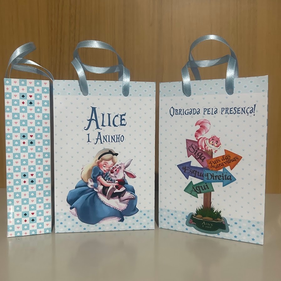 Sacolinha Alice no Pais das Maravilhas Personalizada festa infantil lembrancinha aniversario