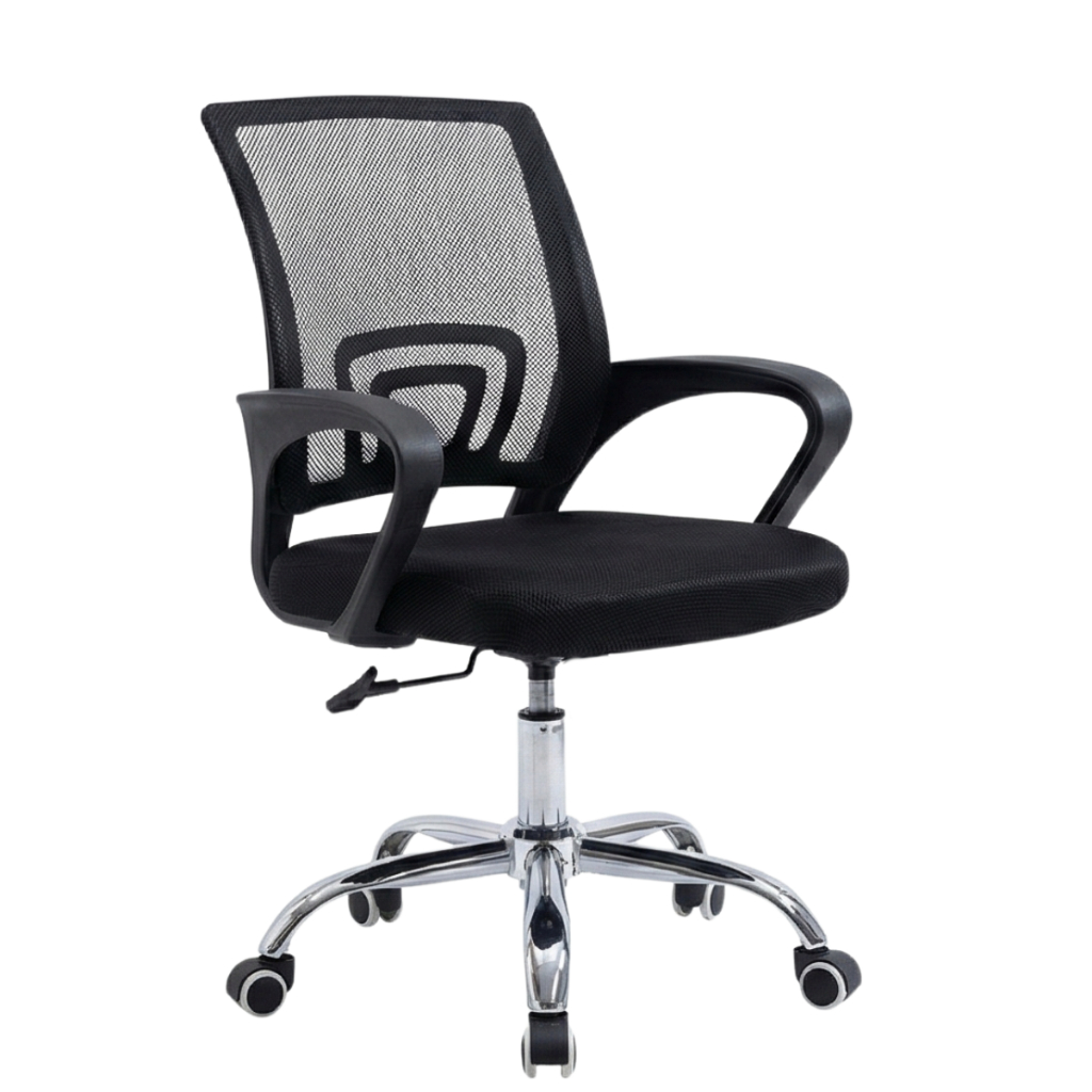 Cadeira De Escritório Giratória Cor Preto Estofado Mesh Com Apoio